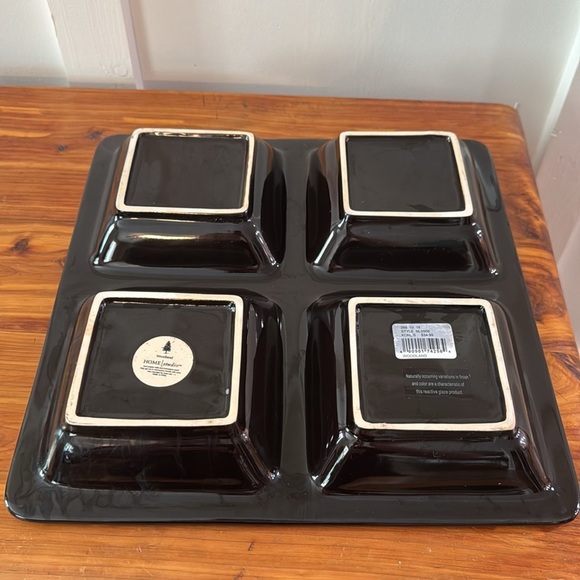 Home Studio Woodland Rustic Red Bear Moose Tree Divided 4-Part Square Platter - Picture 4 of 5